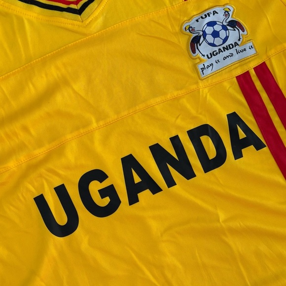 Uganda Cranes Soccer Jersey Youth XL FUFA Adidas Climacool Yellow Red Shirt - Picture 8 of 9